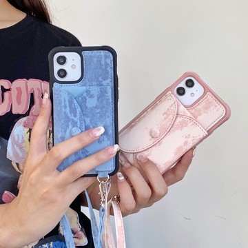 蘋果12手機殼創意磁吸零錢卡包12promax翻毛皮全包12pro高端皮紋女款帶斜挎掛繩耐臟iPhone12潮牌保護套新款