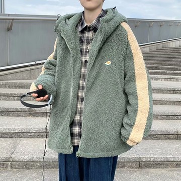 冬季加厚羊羔毛外套男帽毛ins潮港松版潮流粒衣