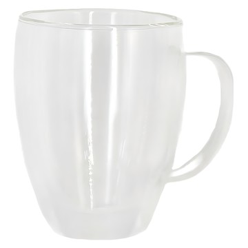 耐熱雙層玻璃馬克杯  圓潤杯口 隔熱防燙 350ml  CAKN0121L  1個