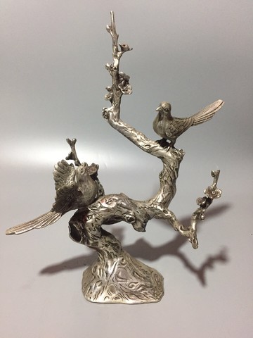 仿古純銅喜鵲擺件喜上眉梢雙喜臨門新婚禮品家用風水裝飾創意擺件