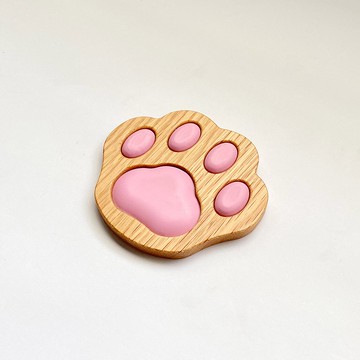 毛小孩大肉球－原木杯墊 雙面可用 (客製化刻字) 貓之日