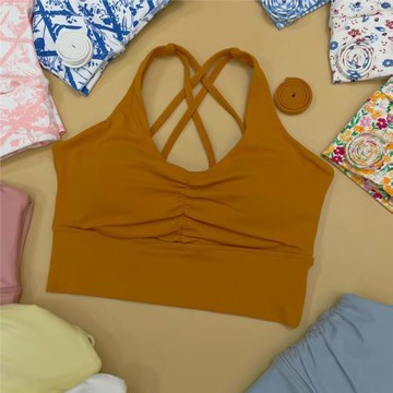 純色褶皺甜美U領自帶可拆卸胸墊顯瘦百搭可外穿 內搭背心上衣女