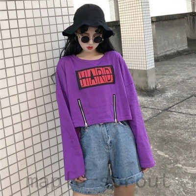 韓国 ファッション 原宿 レディース ショート丈 長袖 Tシャツ カラフル ダンス 衣装 派手カワ 送料無料 通販 Lineポイント最大get Lineショッピング