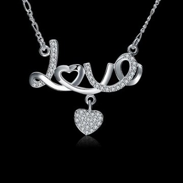 鍍銀項鍊 鑲鑽吊墜-情人款流行情人節生日禮物女飾品73ch19【獨家進口】【米蘭精品】