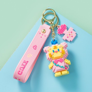 情侶積木老虎鑰匙扣掛件創意個性網紅汽車鏈鎖匙圈環可愛書包掛飾