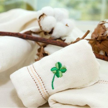 【台灣興隆毛巾製】有機棉 幸運草繡花小手帕 12條手帕組