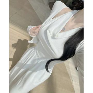 🇰🇷Korea韓國連線·正韓 垂墜領造型上衣+鬆緊寬褲兩件式套裝SET 休閒套裝 夏天套裝 闊腿褲 韓國女裝 W&W