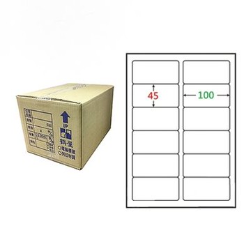 【鶴屋】A4電腦標籤 45x100mm 圓角 12格 1000張入 / 箱(L45100 LX)