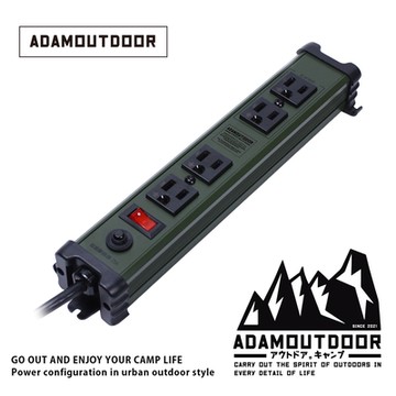 ADAMOUTDOOR｜直式金屬4座延長線 (電源線 台灣製 防突波保護)