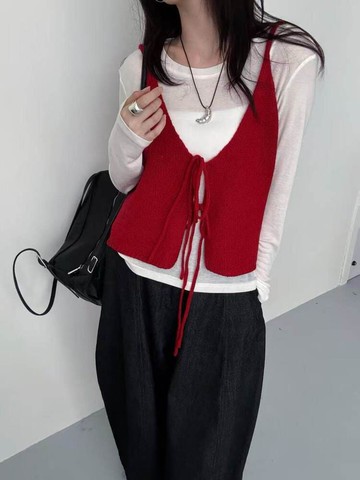 【新品上架】百搭系列．春嶼初晴雙面穿綁帶針織背心