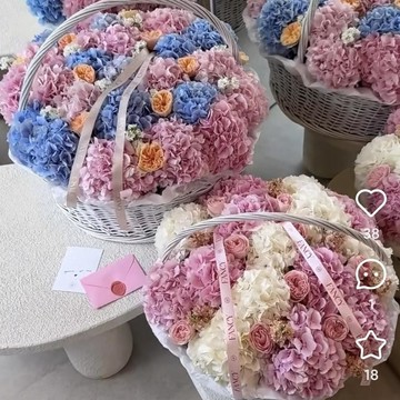 ❀【花中世界】❀白色編織籃編巨型花籃網紅禮物DIY精美插花籃子花藝花籃生日