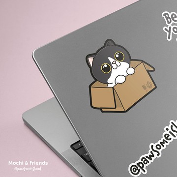 Meow in the box 防水貼紙 行李箱貼紙 電腦貼紙