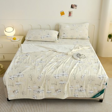 Crocodile 鱷魚 急凍瞬涼印花 涼感紗冰冰被  200 x 150cm  B款 黃色