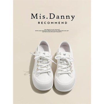 與愛私奔帆布鞋女2025新款增高松糕休閑板鞋百搭厚底餅干小白鞋春