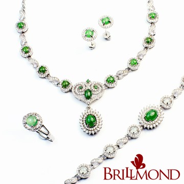 【BRILLMOND】 滿翠綠 天然A貨翡翠套組(四件組)