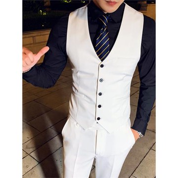 韓版西服馬甲男純色修身無袖西裝馬夾坎肩背心商務正裝工作服男裝