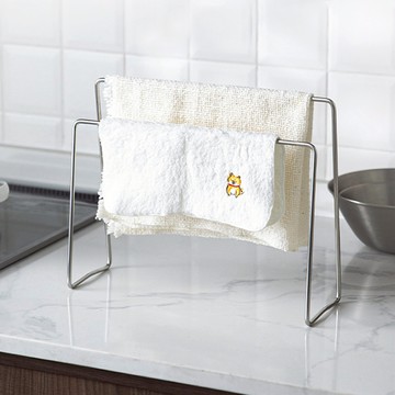 日本 霜山 304不鏽鋼高低兩用抹布晾曬架 收納架