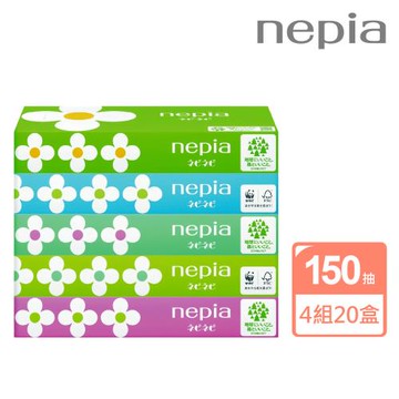 【Nepia 妮飄】小花彩色盒裝面紙150抽X5盒(4組共20盒)