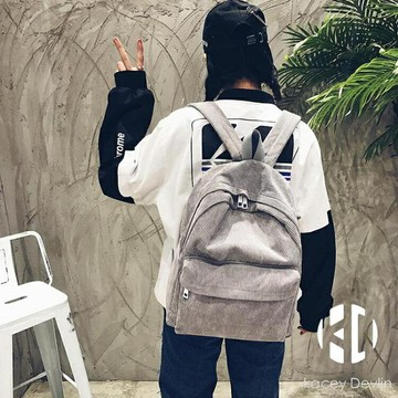 燈芯絨復古雙肩包休閒森系背包書包女旅行包【聚物優品】