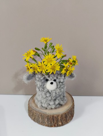 羊毛氈小貴賓乾燥花花器 台灣本島免運