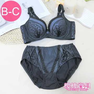 Cherry baby 【台灣製/MIT】(B-C) 清爽透氣紓壓軟鋼圈機能成套內衣-藍色