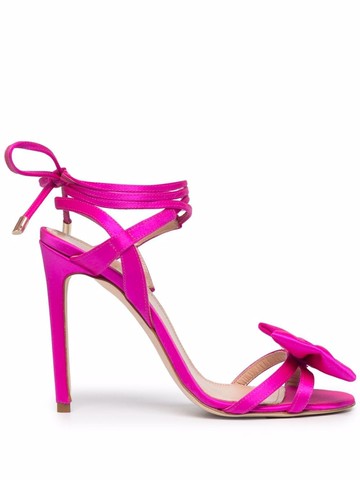 Dee Ocleppo - bow-detail lace-up sandals - women - Fabric/Calf Leather/Calf Leather - 37 - Pink