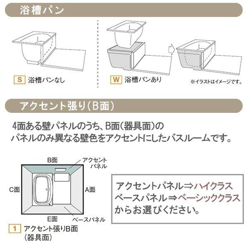 システムバスルーム リデア Mタイプ S1216(0.75坪)サイズ アクセント