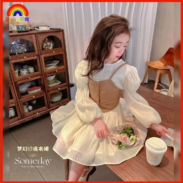 🍊秋季新品🍊女童春秋套裝2025新款長袖兒童連衣裙洋氣春秋裙子公主女童裙子 女童公主裙 女童長裙Q5