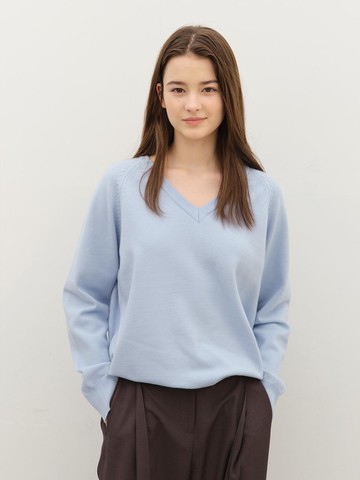 Classic Soft V-Neck Knit Sweater [Sky Blue]