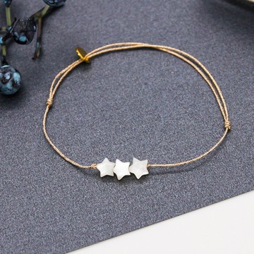 SOPHIE  DESCHAMPS 白色星星母貝米金線手鍊
