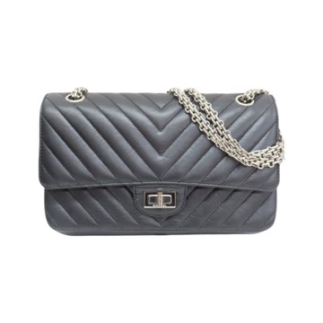 CHANEL 香奈兒 黑色 山型紋 羊皮 2.55 鍊帶 肩背包 銀扣 AS0874 【二手名牌BRAND OFF】