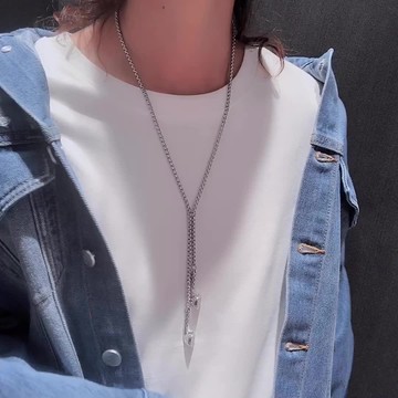 鈦鋼耳機項鏈女ins嘻哈長款毛衣鏈男不掉色百搭秋冬衛衣鏈子配飾