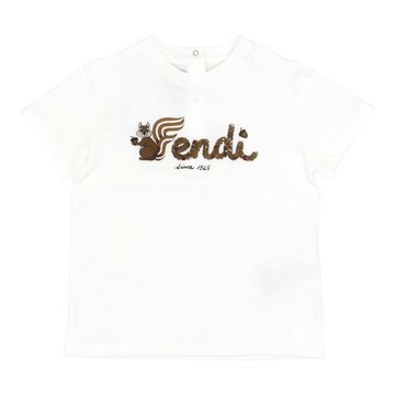 FENDI Kids FENDI logo 白色短袖 T-Shirt