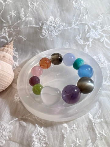客製化 | 七彩多寶| 奶白晶、紫水晶、黑月光、海藍寶、藍玉隨