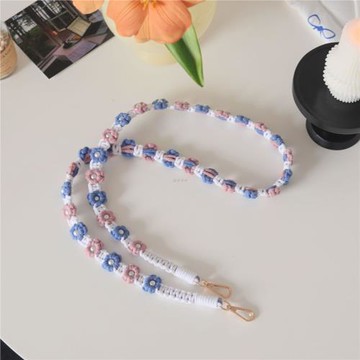 手工編織手機掛繩珍珠花花手機鏈電話掛繩斜挎可背包帶相機脖掛繩