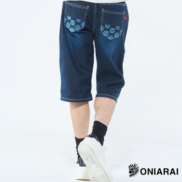 【2件5折】繡花袋五分丹寧短褲 - BLUE WAY 鬼洗い