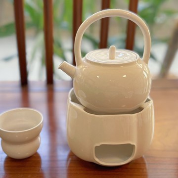 （倉庫直出）草木灰提梁壺溫茶爐整套陶瓷暖茶爐蠟燭加熱底座爐溫茶壺YJ-180快速出貨