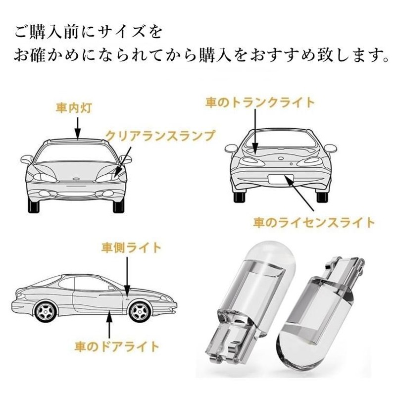 T10 LED ウェッジ バルブ ルームランプ ポジションランプ ナンバー灯 トランク灯 車 バイク ホワイト 白 12V 高輝度 10個 |  LINEショッピング