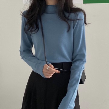 高領打底衫女秋冬韓版洋氣內搭顯瘦學生百搭陽離子長袖上衣服