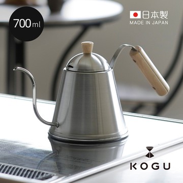 日本下村KOGU ITTEKI 日製18-8不鏽鋼木柄極細口咖啡手沖壺-700ml