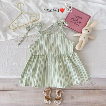 🌈✨mix1001 夏日涼感細肩線條造型上衣✨兒童綁帶涼感無袖上衣 3-15