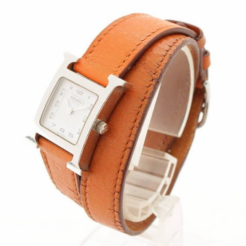新品電池エルメス腕時計クリッパーコンビカラー純正ベルト稼働cb5