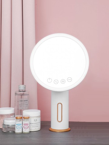 led化妝鏡帶燈家用小型梳妝臺學生宿舍桌面臺式網紅發光補光鏡子