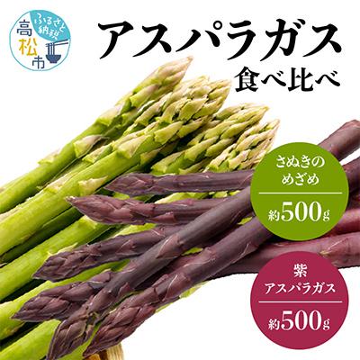 ふるさと納税 高松市 アスパラガス食べ比べ(紫500gとさぬきのめざめ500g)　約1kg