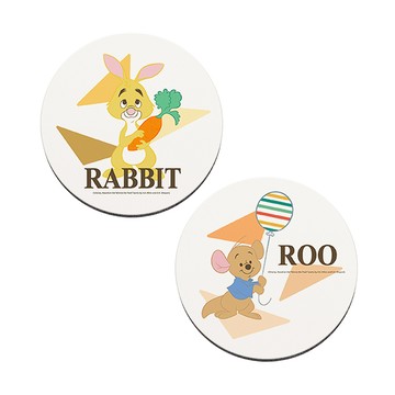 收納王妃 QQ維尼珪藻土杯墊2件組  10 x 10 x 0.9cm  瑞比與小荳  1組