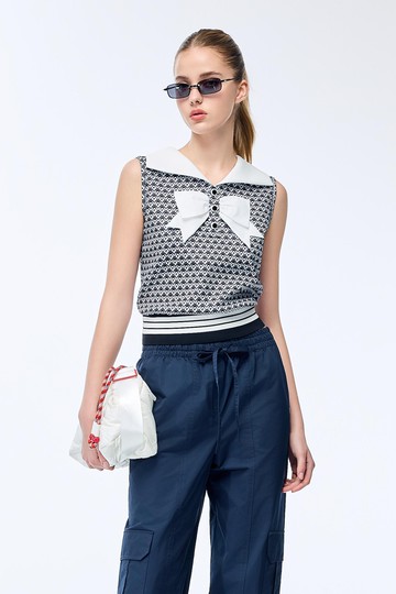 品牌標誌印花結飾背心