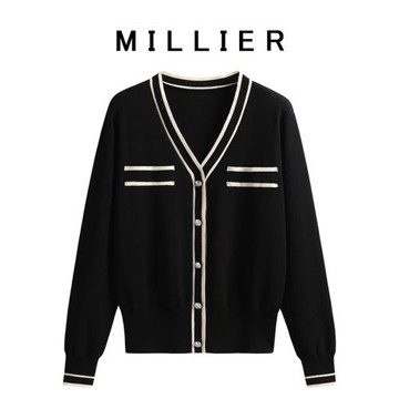 小香風針織開衫女2022春秋新款復古修身顯瘦上衣收腰短款毛衣外套