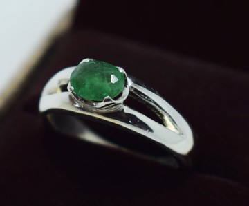 阿富汗天然翡翠戒指 Panjsher 綠色翡翠純銀男款戒指