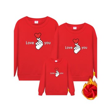 高端親子裝一家三四口秋冬款加絨加厚網紅母子母女洋氣家庭裝衛衣