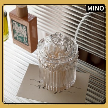 花朵浮雕玻璃罐【台灣現貨】透明浮雕玻璃罐 糖果罐 棉花棒收納罐 玻璃罐 小玻璃罐 非密封玻璃罐 居家裝飾好物 電子發票